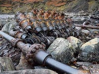 Low tide exposes German E-boat remains