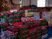 Shoeboxes blessed ahead of journey overseas