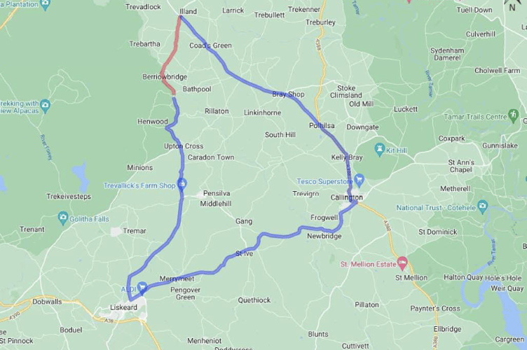 A 40 minute diversion for road works taking place near Liskeard