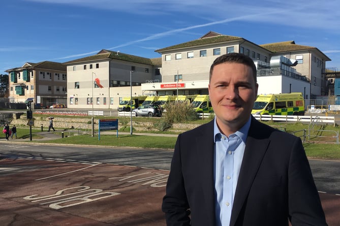 Shadow health secretary Wes Streeting at Royal Cornwall Hospital in Truro