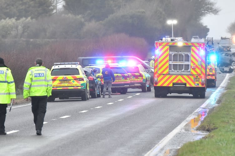 The A39 near Wainhouse Corner was closed on March 12 following a collision between two vehicles and a motorcycle