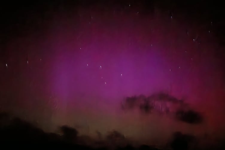The Northern Lights captured at Mount, on Bodmin Moor