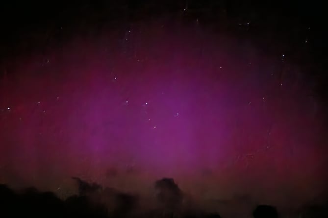 The Northern Lights captured at Mount, on Bodmin Moor