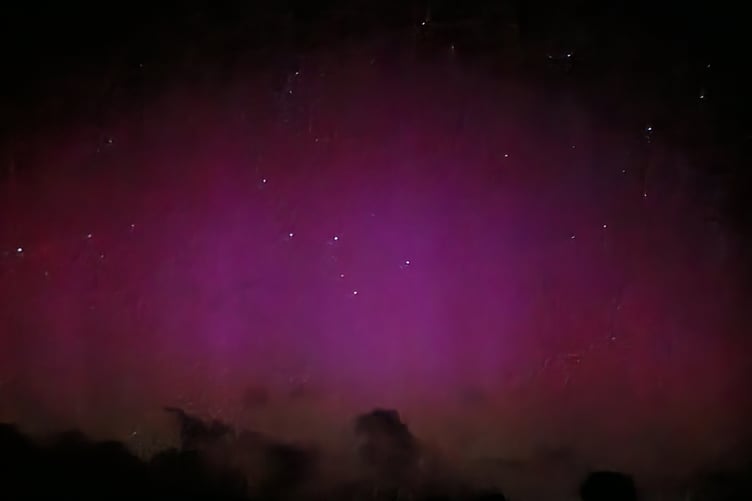 The Northern Lights captured at Mount, on Bodmin Moor