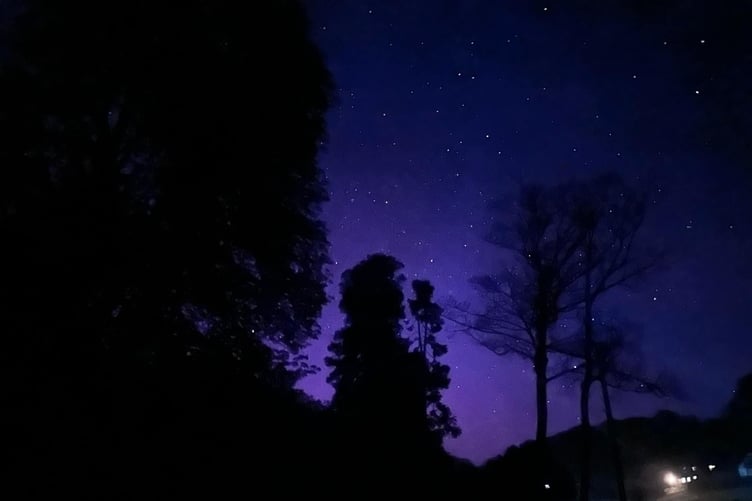 Northern Lights captured over Rosecraddoc Manor, Liskeard