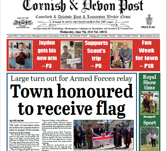Front of the Cornish and Devon Post for Wednesday, June 7