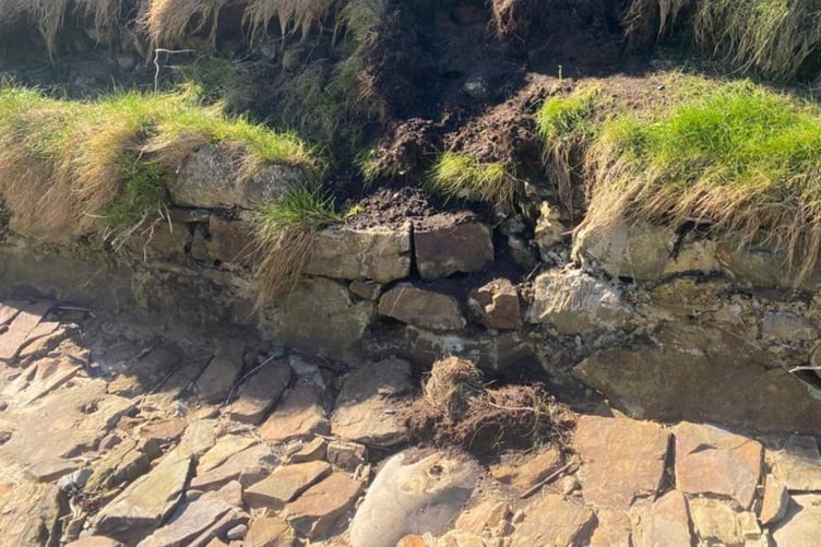 The erosion at Sand Tramway Walkway in Bude
