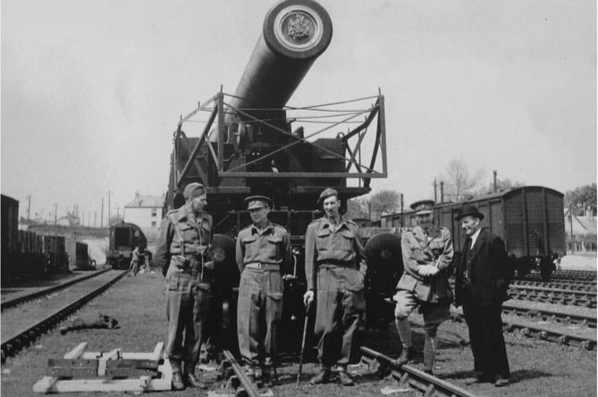British BL 18-inch railway howitzer at Halwill Junction, before firing into Okehampton Artillery Range