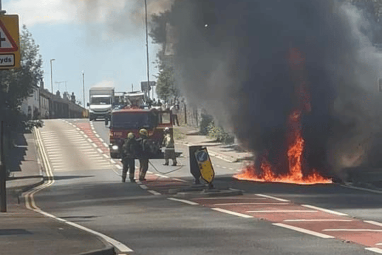 The car fire at Tideford
