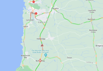 Road closed on A39 near Box's Shop due to burst water main