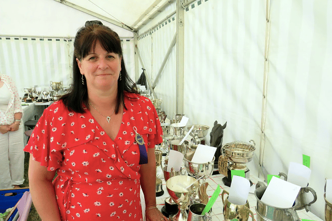 Okehampton Show secretary Alison Heywood with some of the cups for winners