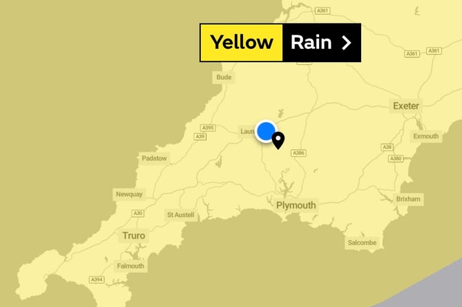 Yellow weather warning Cornwall 