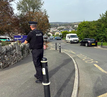 Police officer patrolling in Bodmin