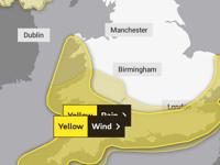 Yellow weather warning of wind and rain to hit Cornwall 
