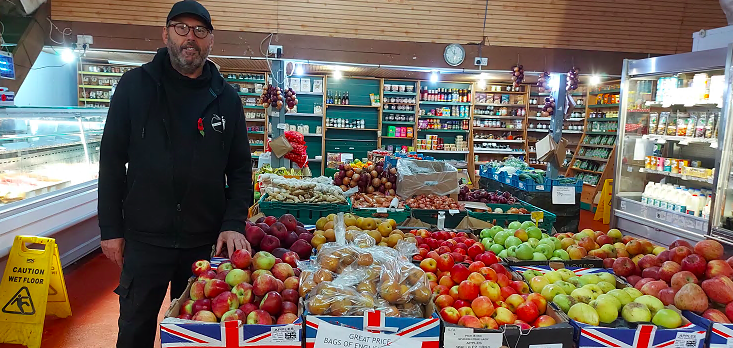 David Frost, owner of Celtic Produce, which has been trading for 38 years, with a display of fresh produce for sale in their Bodmin farm shop. Picture: Aaron Greenaway