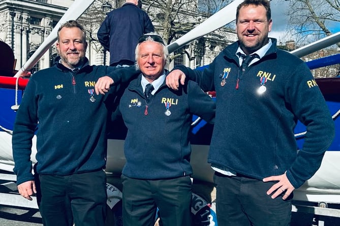 Tim and Ted among those celebrating the RNLI in London (Picture: Bude RNLI Lifeguards)
