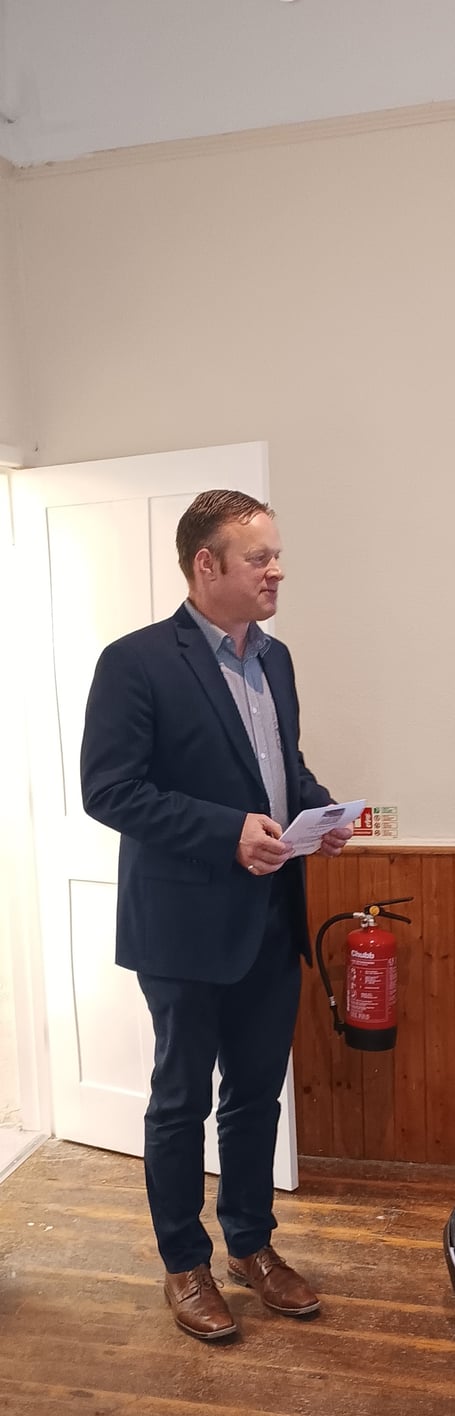 Cllr Adam Paynter opening the club hall