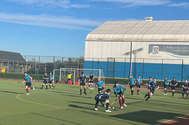 Kristof Saunders on the ball for Bude.