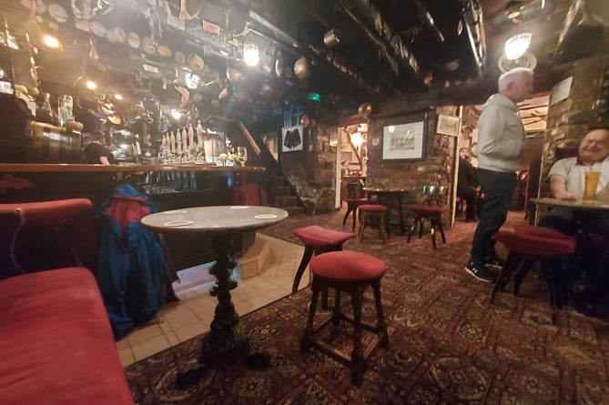 The vintage decor inside the historic pub