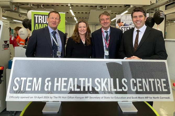 Scott Mann (right) pictured with Secretary of State for Education Gillian Keegan and representatives from Truro and Penwith College