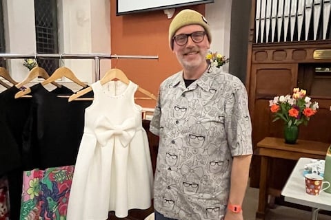 Tony Rea showed members of the Week St Mary Bonaventures WI some of the clothes he produced during his time on the TV series The Great British Sewing Bee