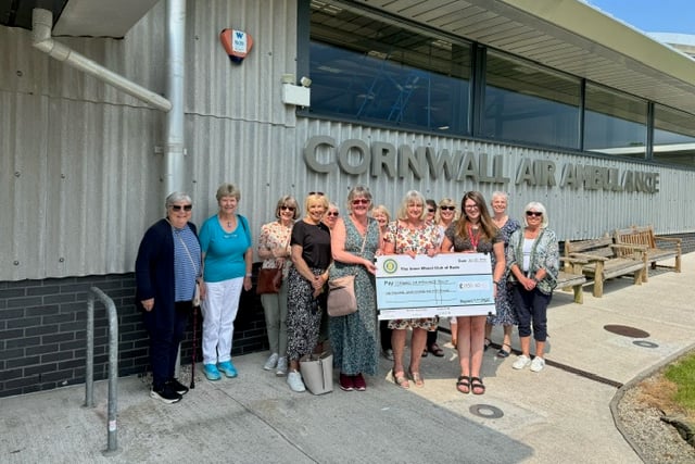 Bude Inner Wheel members visited the Cornwall Air Ambulance HQ at Newquay to present a cheque for £1,750