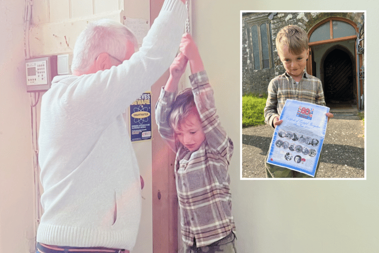 Devon student Theo Hunkin-Mathews got the chance to join in the bell ringing
