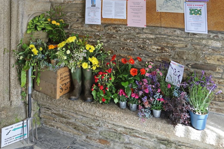 Launceston In Bloom helped welcome people to the church with their Flower Festival display in the foyer of St Mary Magdalene which is celebrating 500 years