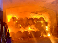 Fire crews battle for more than 30 hours to extinguish barn blaze