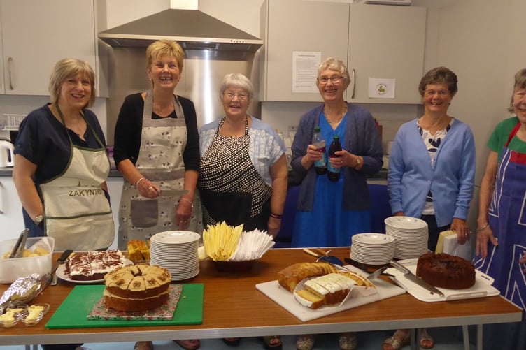 Some of the backstage 'kitchen crew' at Holsworthy Methodist Church coffee and cake event: Mesdames Catherine Paddon, Liz Buckingham, Sandra Hamley, Mary Barfett, Gloria Dymond and Liz Squire.