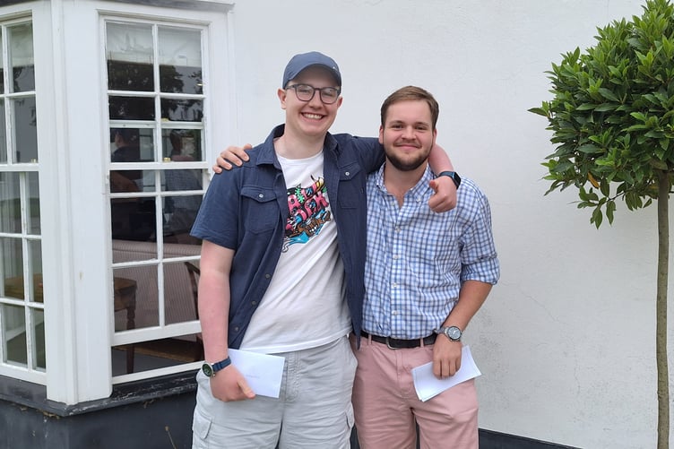 Shebbear College students Matt Freeman and Toby Shephard-Blandy on A-Level results day