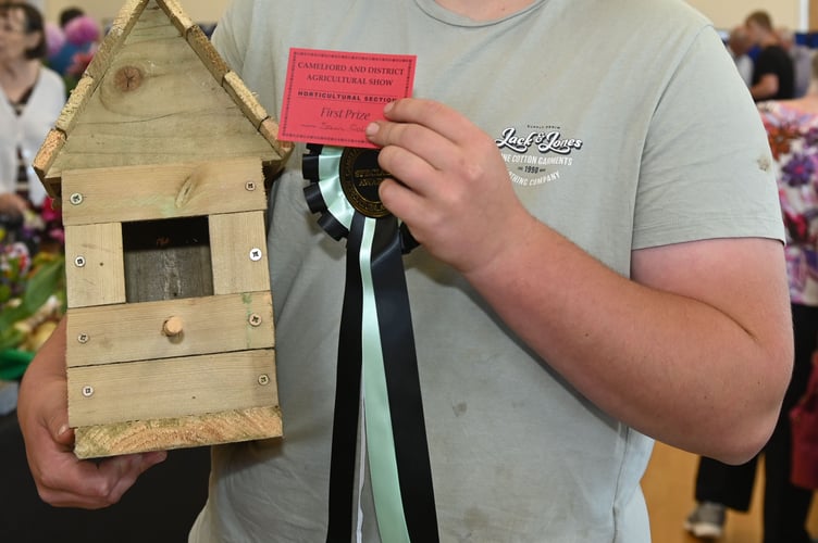 Samuel Cole of Camelford takes first prize and special award with his Bird Box