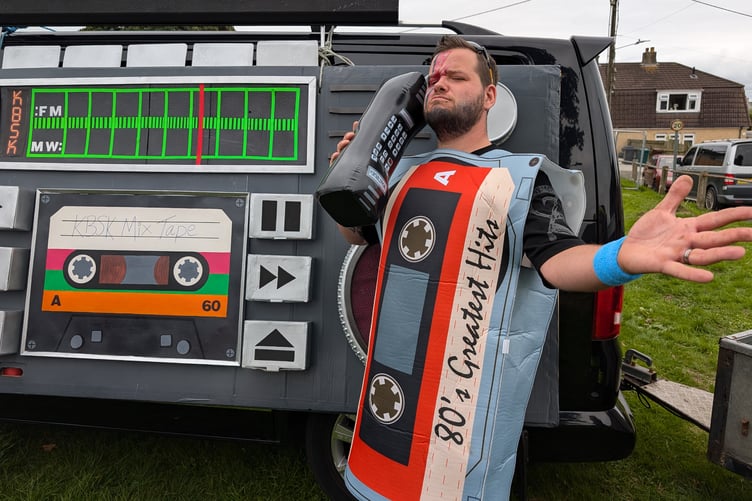 Adam Swatton of KBSK, dressed as an 80's mixtape after being chosen (to his surprise) by those who attend the youth group (Picture: Aaron Greenaway)