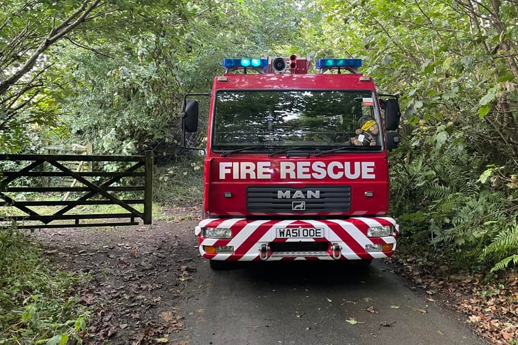 A fire engine from Hartland station after the incident