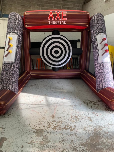 The inflatable axe throwing set, purchased for use by Equally Abled