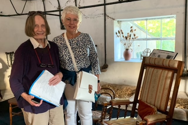 Alice Brown, the proprietor and curator of the Antiques Chair Museum, (left), with member, Janet Ham (right)