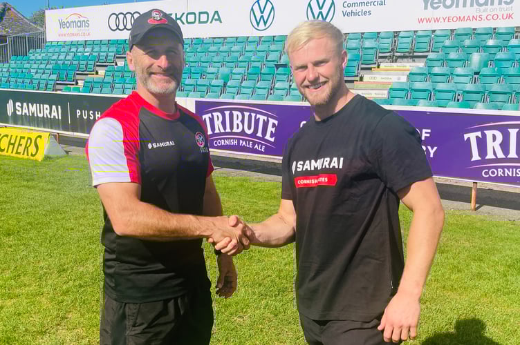 Cornish Pirates joint head coach Gavin Cattle (left), pictured with recent recruit Will Rigelsford, was pleased with their opening night win at Nottingham on Friday. Picture: Phil Westren