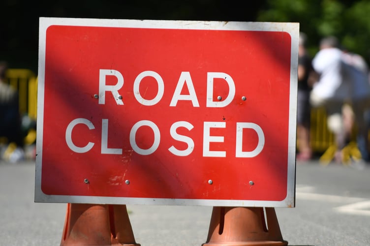 Road closed sign