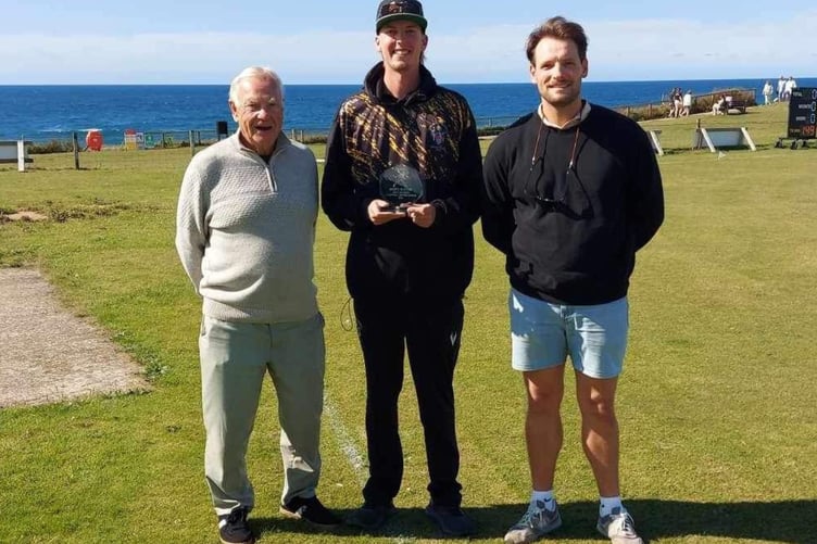 Bude skipper Warren Rumble (right) praised the batting exploits of Aussie Brett Hunter (centre) following his unbeaten 58 on Saturday. (Picture: Bude CC).