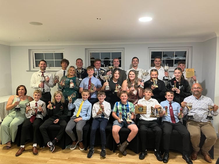 All of the trophy winners including the clubperson of the year, Matt Chatfield, pictured front right.
Back row: Adam Hodgson (director of cricket), Tyler May, Ben Sonley, Tom Lyle, Jason Seldon, Sam Hockin, Dan Barnard and George Rickard.
Middle row: Molly Curtis, Ed Walters, Grace Kirby, Zoe Jenkin, Tilly Paynter and Lilly Sharland.
Front row: Emma Horrell, Sam Smeeth, Will Conway, Theo Hook, Ralph Hodgson, Henry Paynter, Tyler Jasper, Sam Uglow and Matt Chatfield. Picture: Liz Hodgson