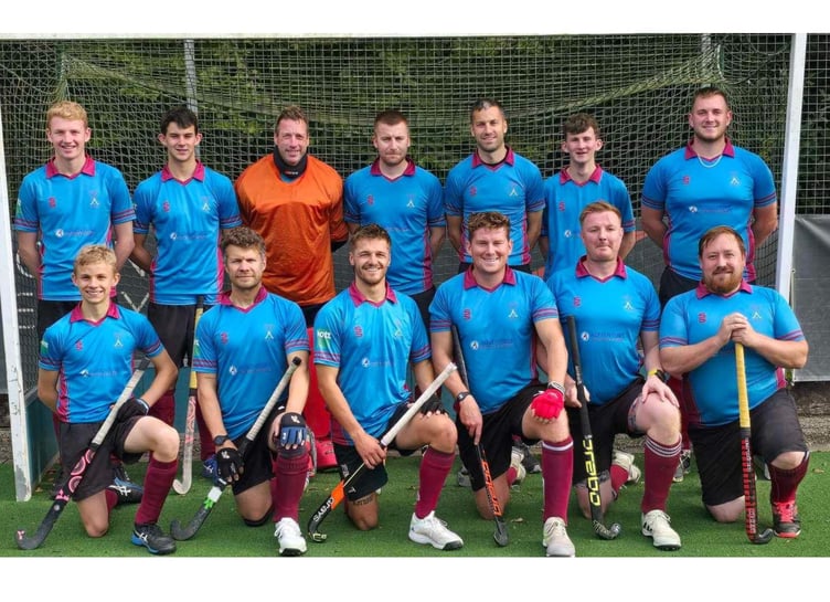 Bude before their season opener at Tavistock on Saturday. Back row: Zack Davis, Charles Walker, Andy Davis, Thomas Hall, Kristof Saunders (vice-captain) Caiden Walbridge and George Drew. 
Front row: Henry Walker, Robin Jennings, Charles Walker, Henry Gwynn-Thomas, Steve McLellan (captain) and Matthew Horton. Picture: Bude Hockey Club