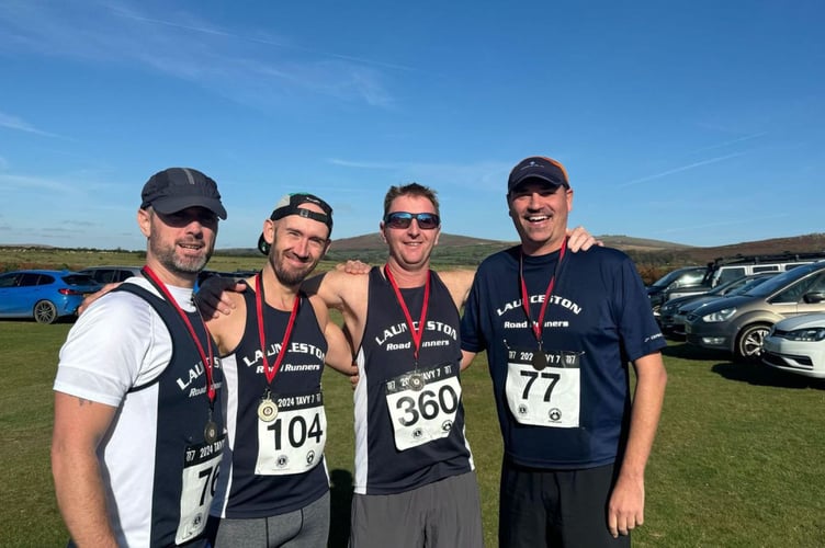 Mark Jones, Darren Evans, Andy Berry and Mark Lancaster at the Tavy 7. Picture: Launceston Road Runners