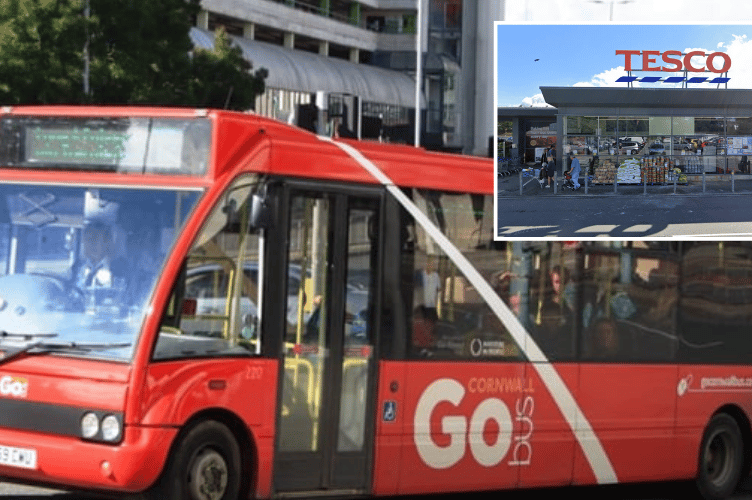 Go COrnwall Bus Launceston Tesco Stop Closed
