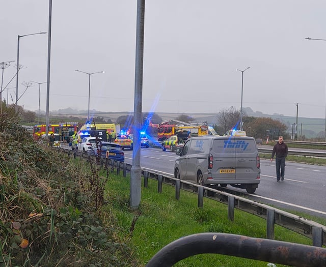 Emergency services on A30 as two injured in collision near Plusha