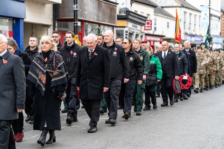 A large parade goes through Holsworthy Town Centre in order to pay their respects for the fallen. (Picture: Matt Willson/Passion4Photos)