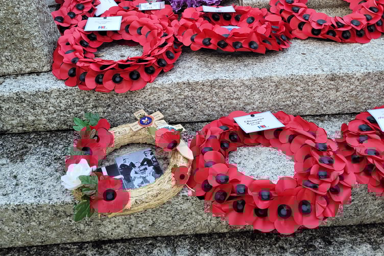 WREATHS, including the one laid in tribute to the Earl brothers, at Callington's War Memorial