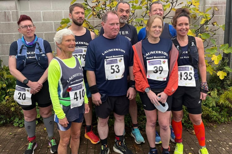 Eight of the nine Launceston Road Runners that finished the Cornish Half Marathon.

Back row: Vikki Savage, Eddie Thomson, Peter James and Jason Shipton.
Front row: Jenny Mills, Paul Heywood, Emma James and Claire Winfield. Missing from picture: David Thomson. 

Picture: Launceston Road Runners