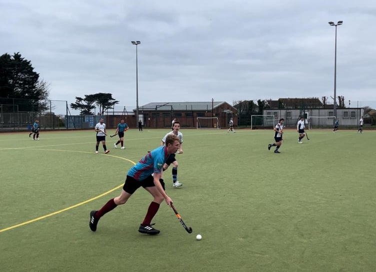 Zack Davis, pictured in the recent home victory over Penzance Seconds, scored the equaliser. Picture: Bude Hockey Club