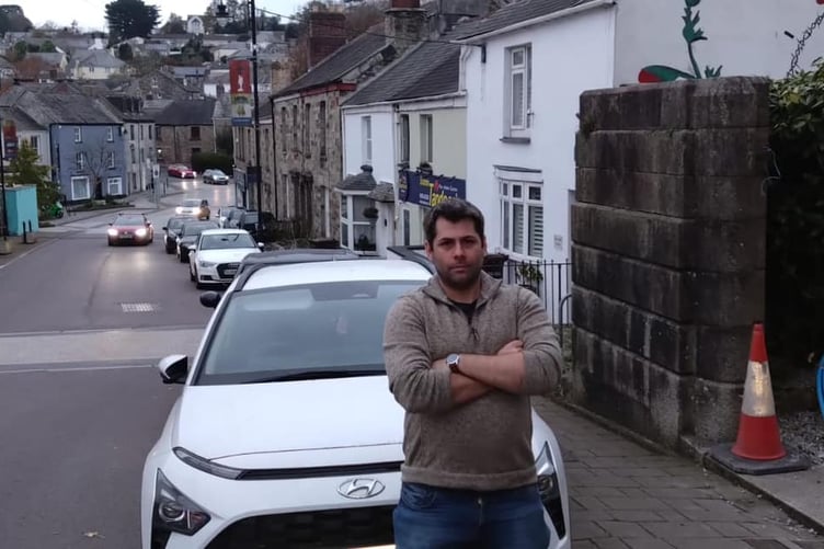 Cllr Leigh Frost on Turf Street in Bodmin where multiple examples of cars parked inconsiderably are visible. (Picture: Cllr Leigh Frost)