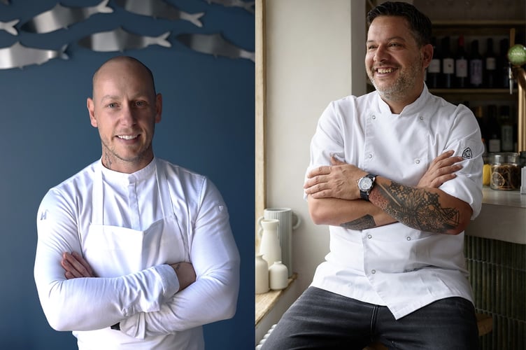 Looe Chef Ben Palmer's with business partner and head chef Nikos Oikonomopolous at Yamas, which has made it into the Michelin Guide for 2025. (Picture: Ben Palmer)